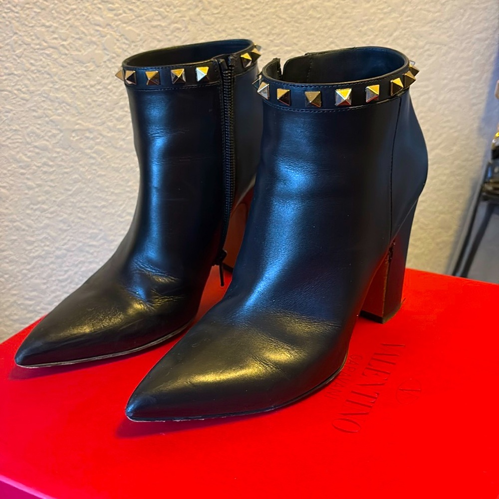 Valentino black studded booties, size 37